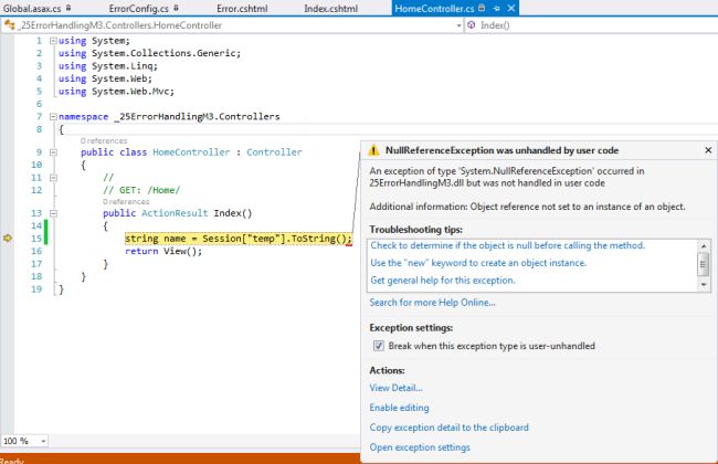 null reference expectiona